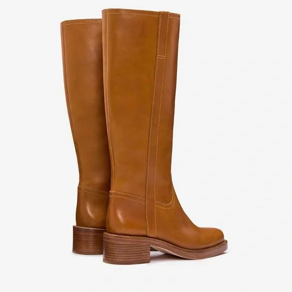 Reformation Frances Knee High Boot Whiskey Leather - Picture 2 of 10